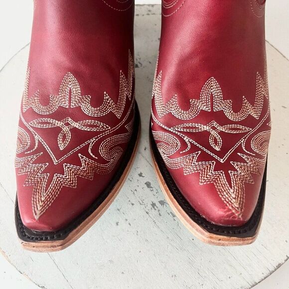 Lane LEXINGTON Cowboy Boots Womens 11 Red Leather Western Cowgirl Mid Calf Tall - Picture 6 of 11